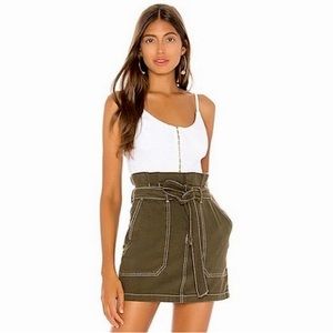 FREE PEOPLE SPLENDOR IN THE GRASS MINI SKIRT GREEN SIZE 2 NWT